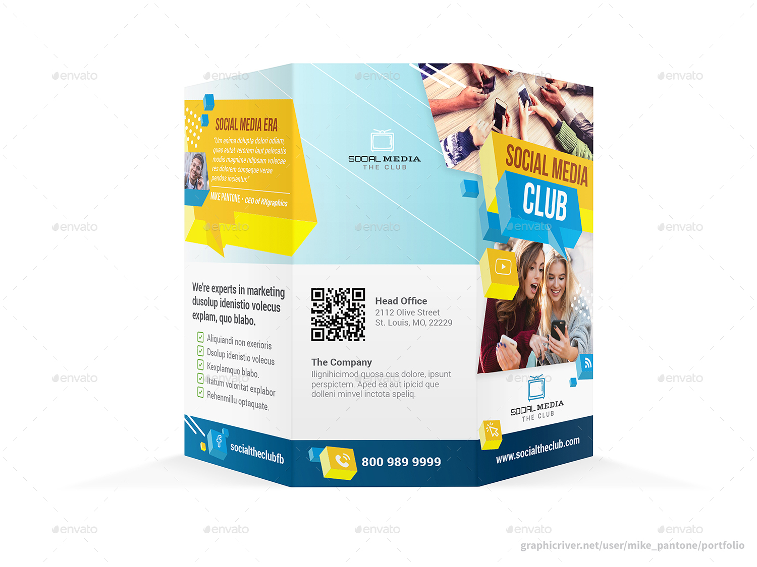 Social Media Company Trifold Brochure, Print Templates GraphicRiver